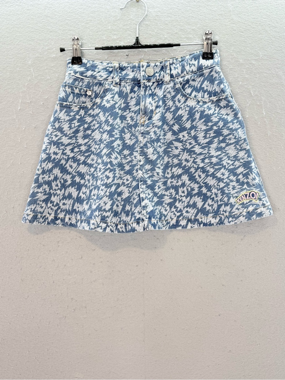 Kenzo Kids - Girls printed denim mini skirt A - line blue jeans size 10 - Picture 2 of 7